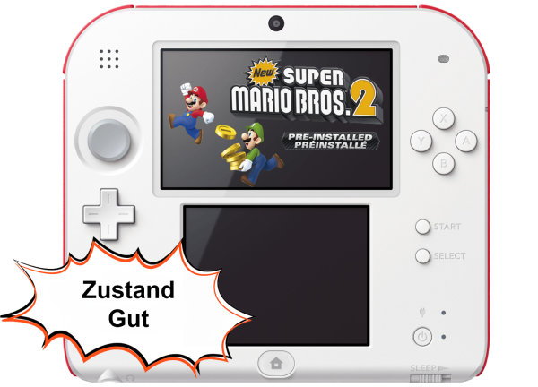Nintendo 2DS Weiss/Rot Mario Bros 2 Edition - Zustand: Gut